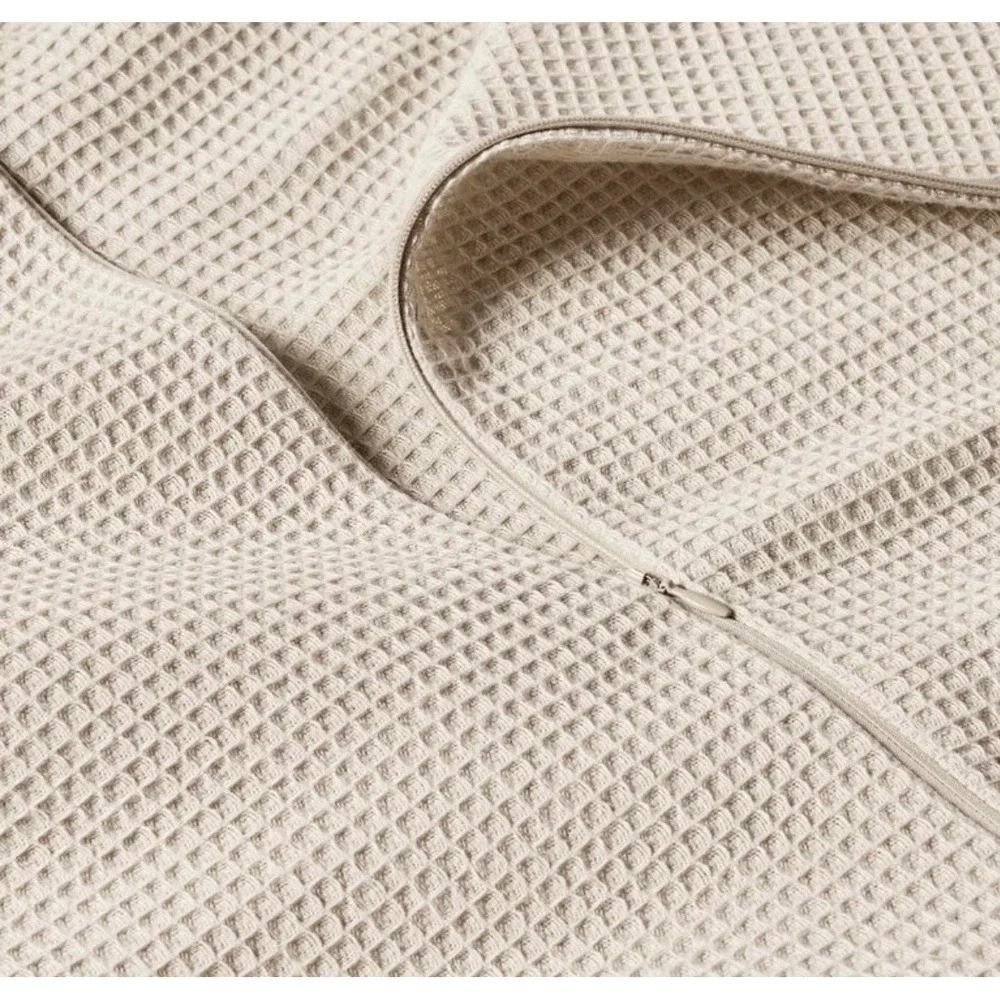 Brooklinen Micro Waffle Duvet Cover Full Queen Pebble Tan 100% Cotton Turkey